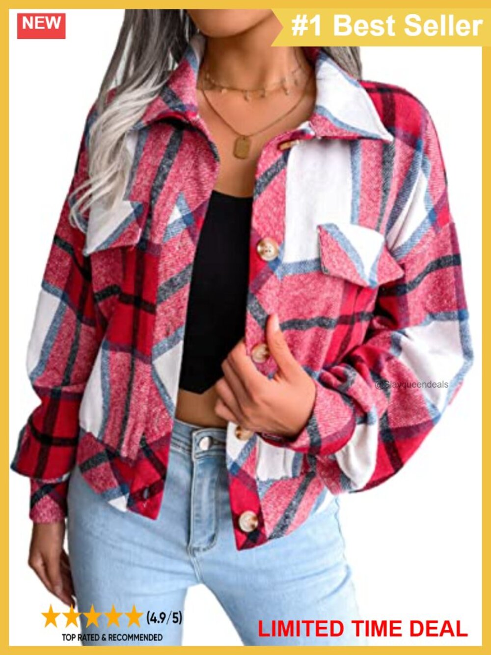 Cropped Corduroy Plaid Shacket Button Up Long Sleeve Casual Jacket